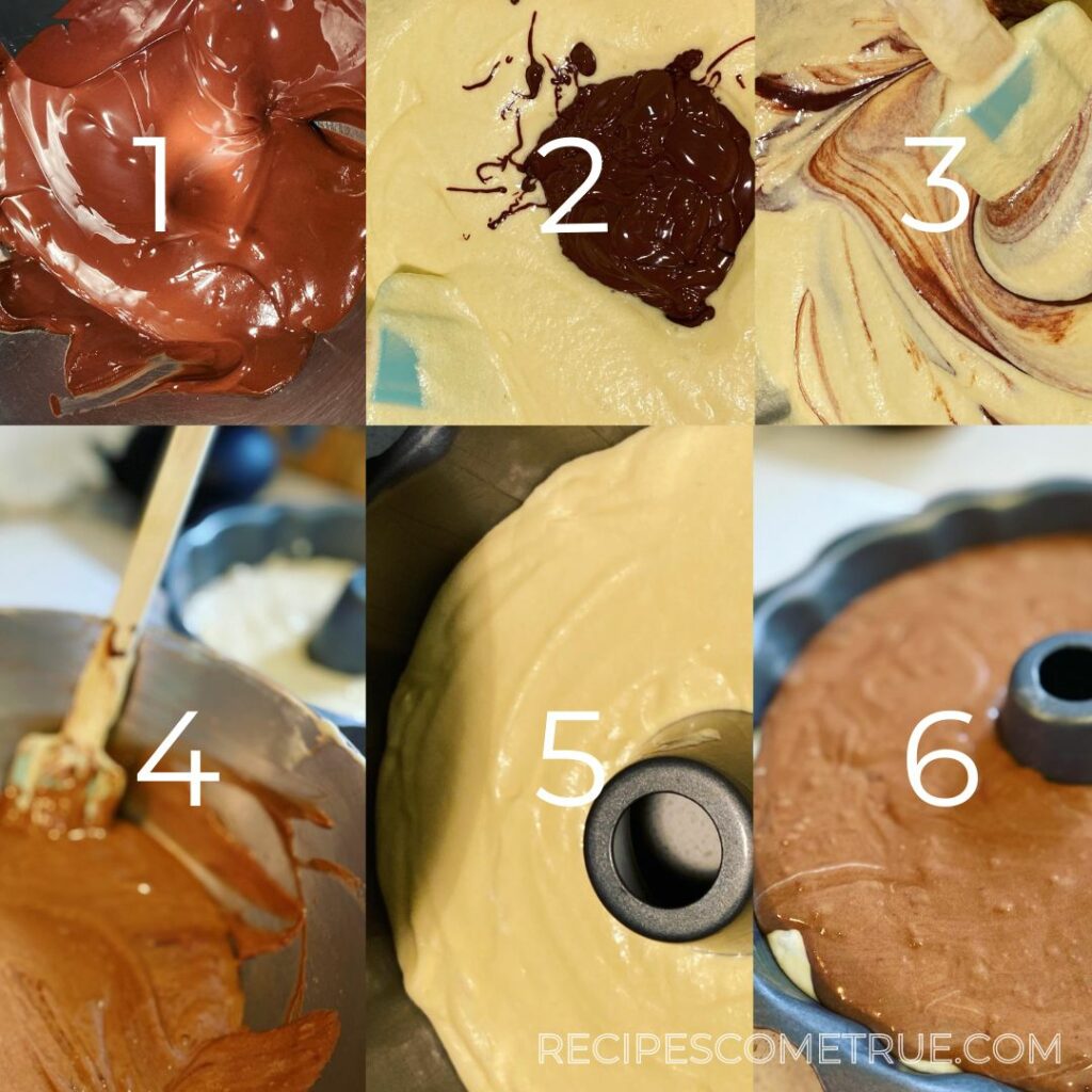 mixing chocolate into the mixture