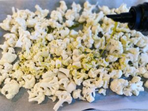 cauliflower drizzling olive oil
