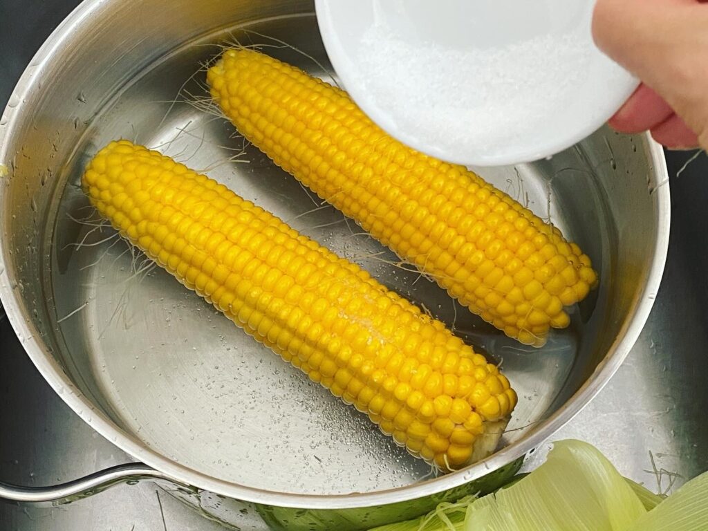 boiled corns in salt water
