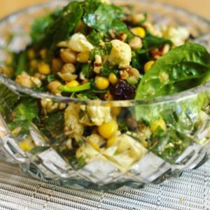 grilled cauliflower salad with chickpea and herbs