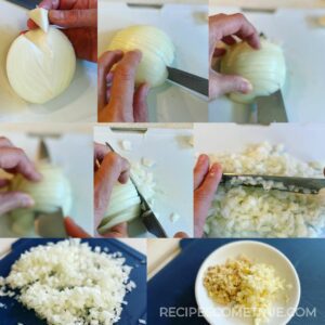 finely chop onion, ginger and garlic