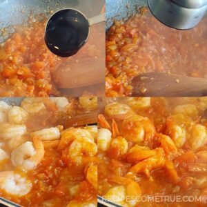 seasoning stir-fry prawns with tomatoes