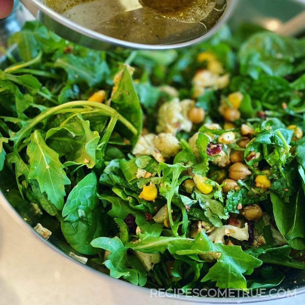 drizzle the dressing over the salad