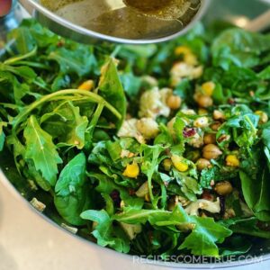 drizzle the dressing over the salad