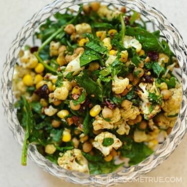grilled cauliflower and chickpeas salad