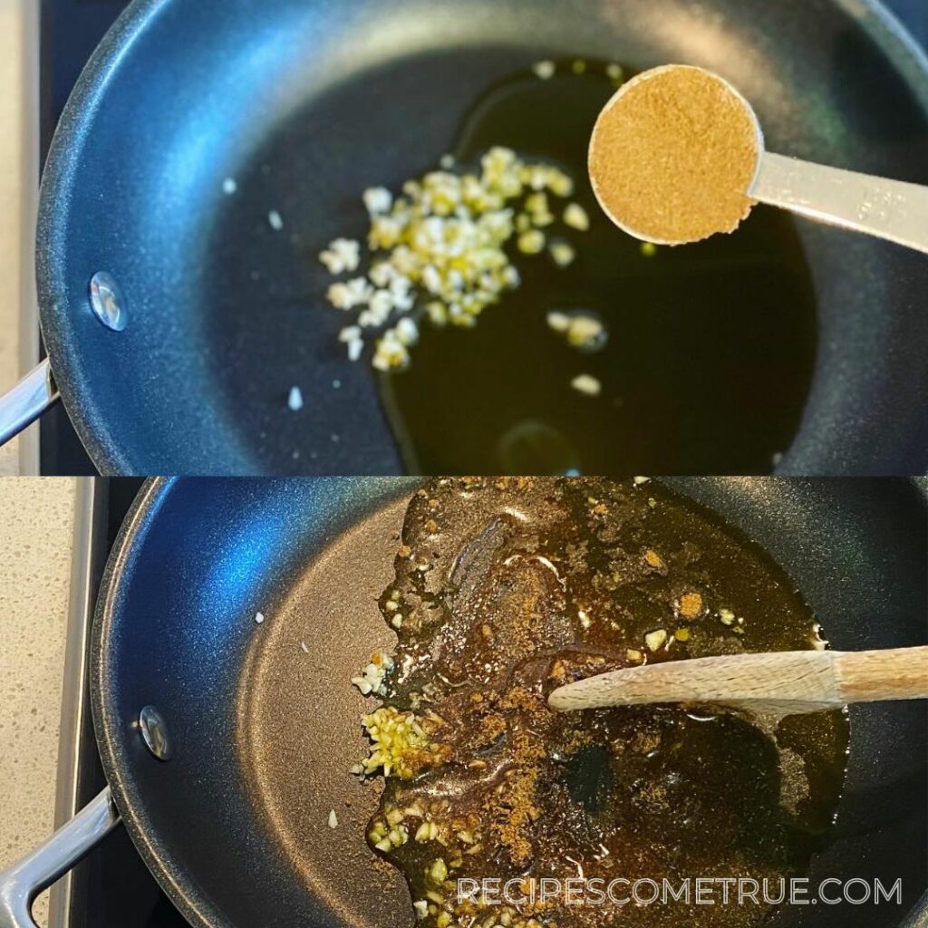 sauté garlic and cumin powder