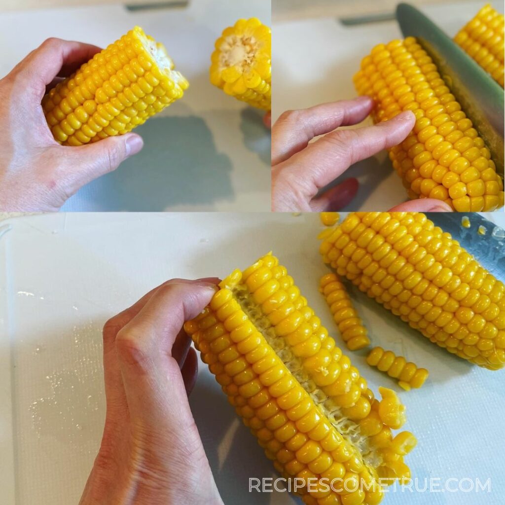take kernels of corn from the core