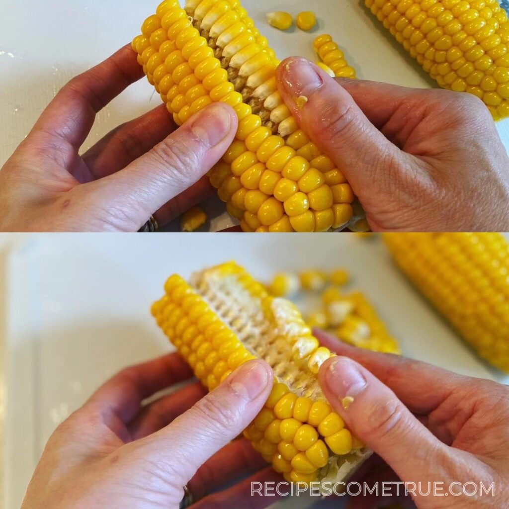 take kernels of corn from the core