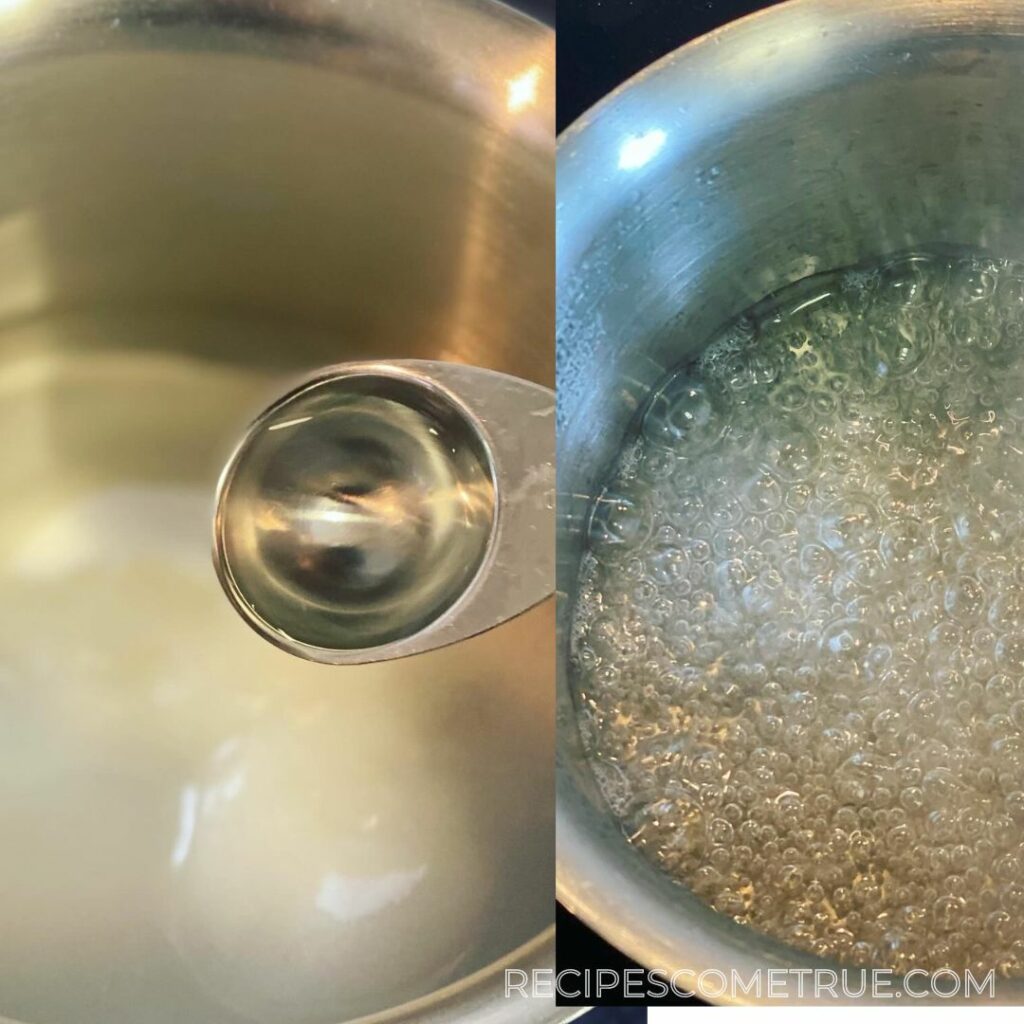 sugar and water in a saucepan