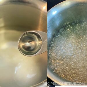 sugar and water in a saucepan