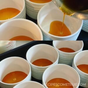caramel sauce in ramekins