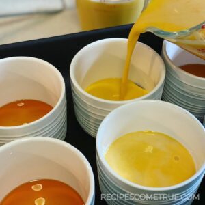 pour the crème mixture in ramekins