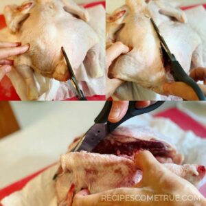 Cut the center of the backbone of chicken