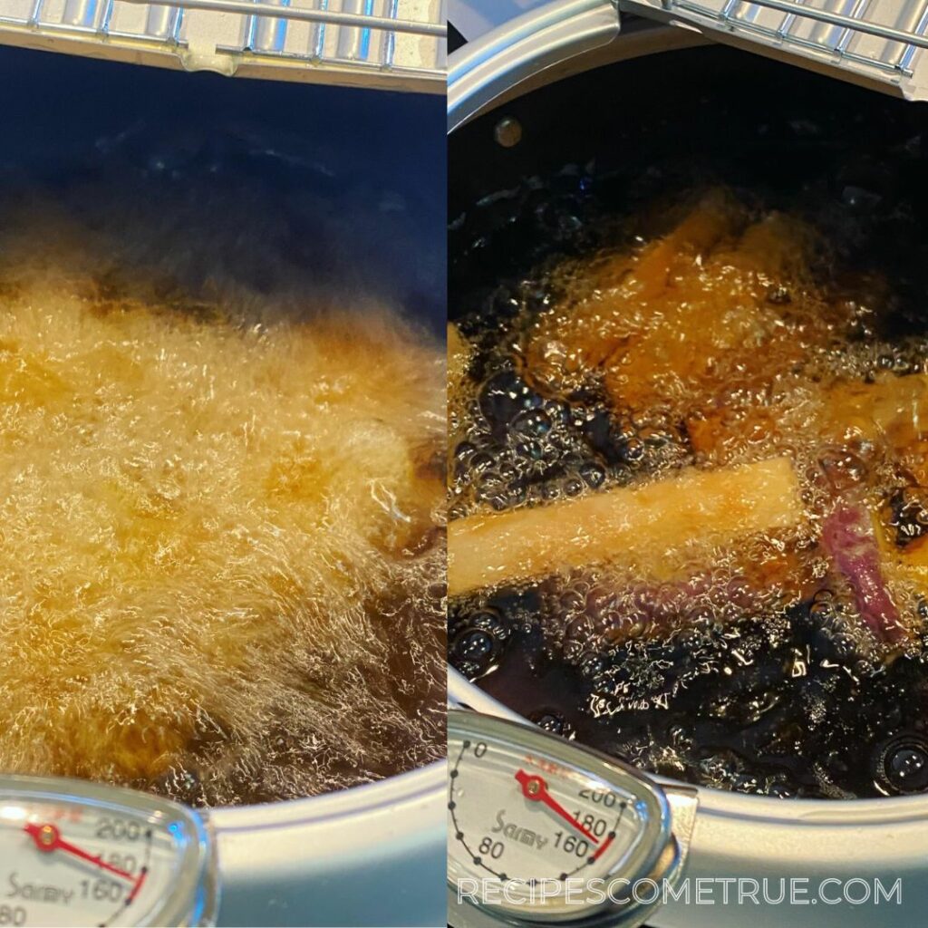 deep frying red sweet potatoes