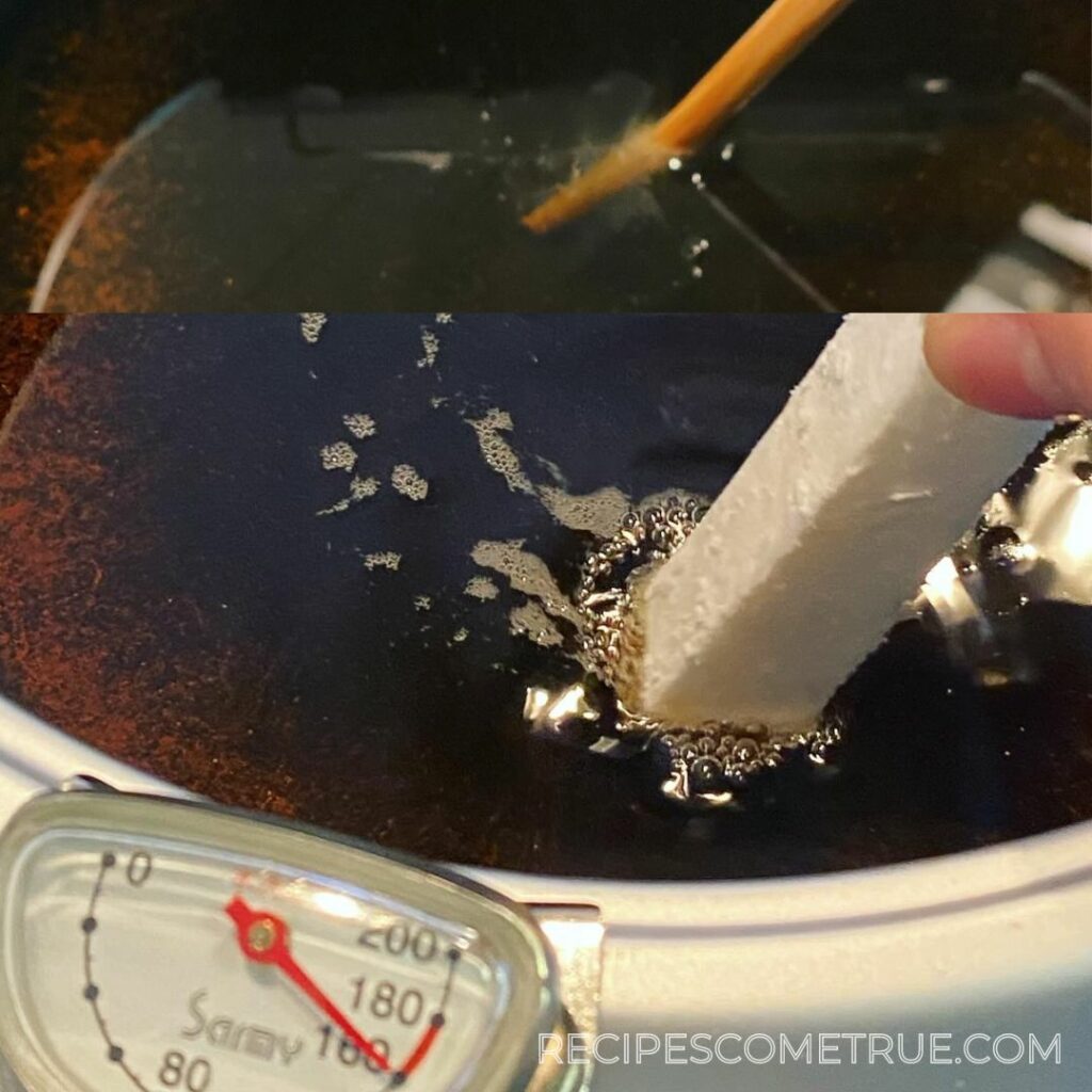 160°C oil temperature for deep-fry