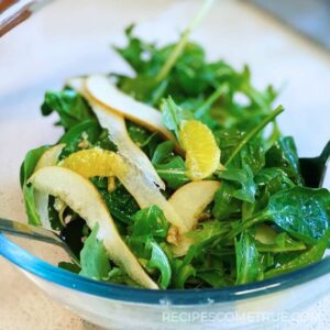 rocket, orange, pear and walnut salad