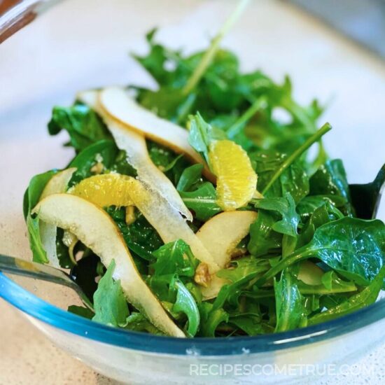 rocket, orange, pear and walnut salad