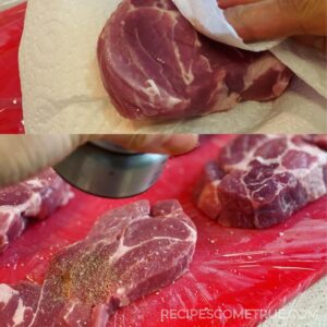 salt and pepper the pork