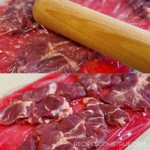 give pork a bash with a rolling pin to flatten