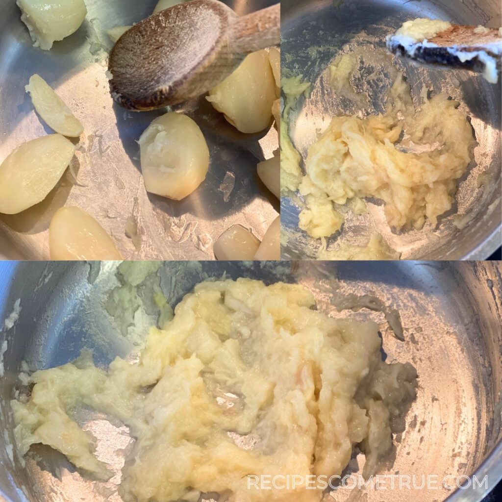 mashing garlic