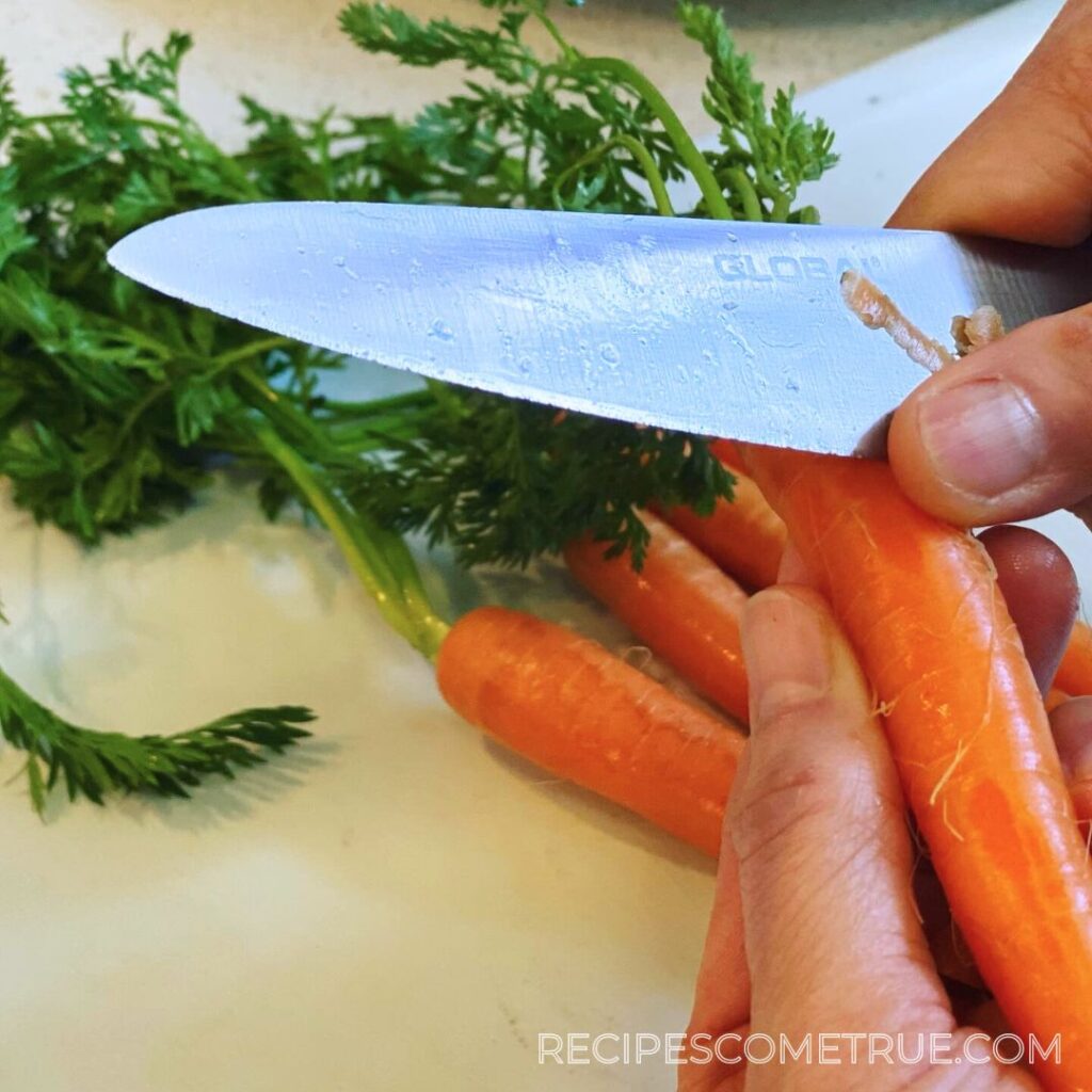 peeling dutch carrots
