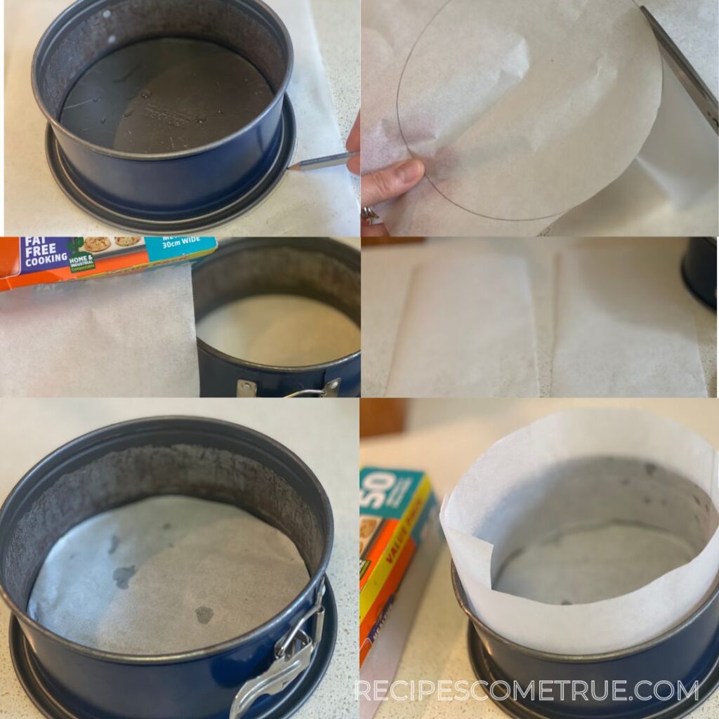 springform cake tine lined with baking paper