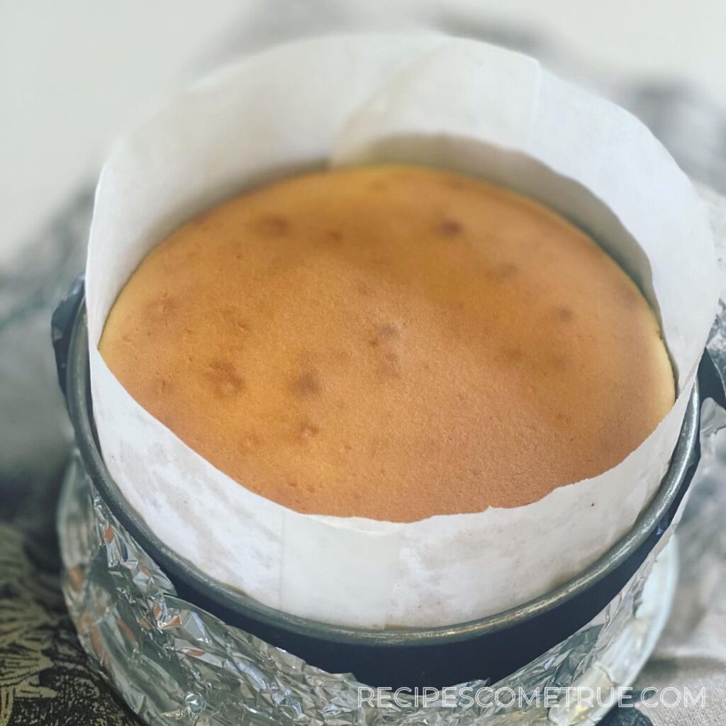just baked cream cheesecake in the tin