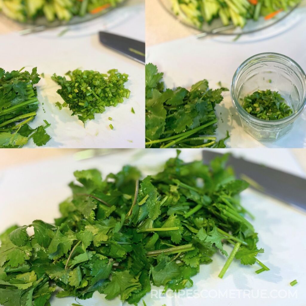 chopping coriander