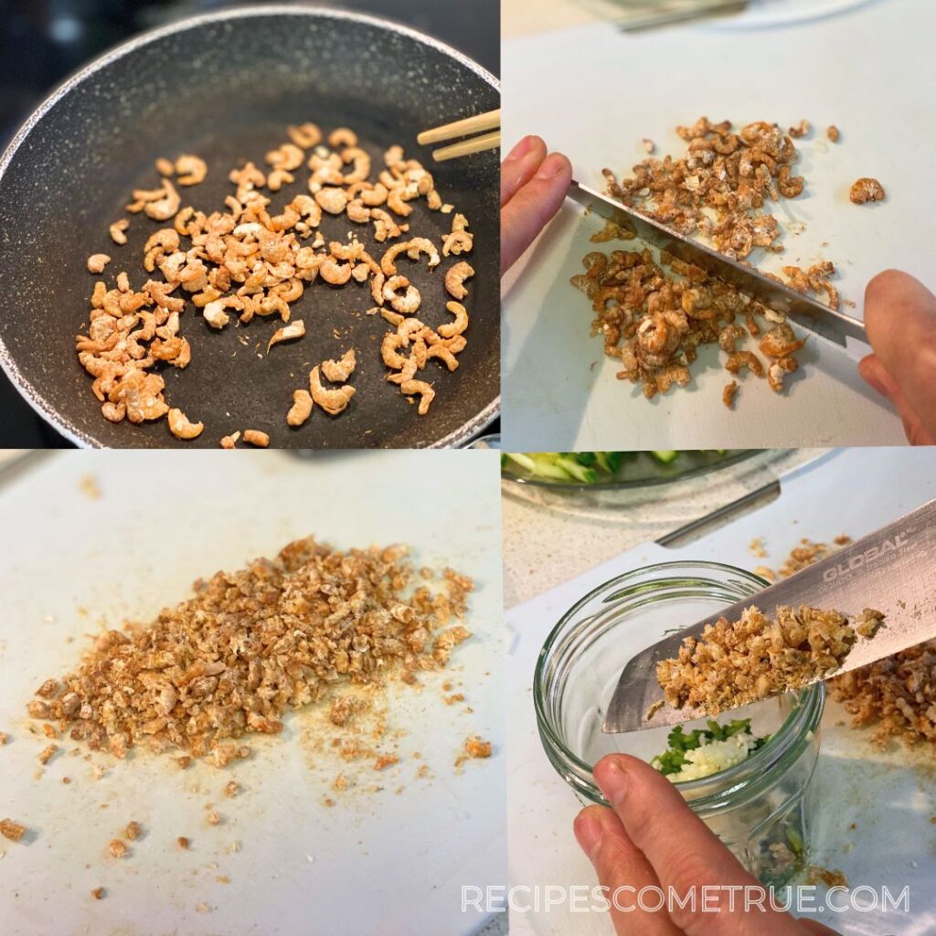 dry-frying dried shrimp