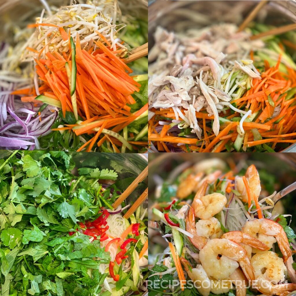 mixing Thai glass noodle salad