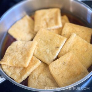 simmering fried tofu (abura-age)